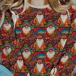 Printed Christmas Contrast Color Long Sleeve Pullover Sweatshirt