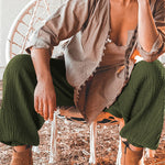 Loose wide leg trousers with leggings and sports trousers