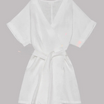 Cotton Linen Blend Pocketed Belt Kimono Mini Dress