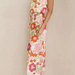 Fascinating Day Floral Halter Neck Elastic Waist Maxi Dress