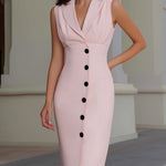 Sleeveless Tailored Button-Front Midi Dress
