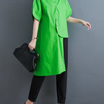 Irregular Clipping Solid Color Lapel Shirts Tops