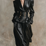 Long Sleeves Buttoned Solid Color Notched Collar Jackets Outerwear