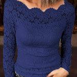 Margovil Long Sleeves Hollow Out Lace Slim Fit Top