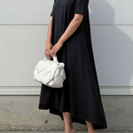 High-Low Short Sleeves Solid Color Maxi Dresses
