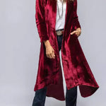 Vintage Velvet Long Loose Pocket Slit Coat