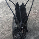 Split-joint Striped Shoulder Sling Leather Bag