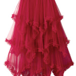 Cake skirt mid-length high waist big swing fluffy fairy gauze dress long skirt