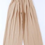 Smocked Wide Waistband High Waist Wide Leg Pants