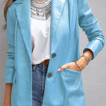 FASHION AFFAIRS POCKETED FAUX LEATHER BLAZER