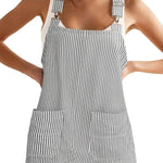 Women's Summer Adjustable Strap Striped Overall Dress