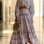 Mustard yellow printed horizontal skirt