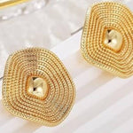 Retro Textured Concentric Circle Square Earrings