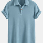 Short Sleeved Waffle Polo & Straight Leg Linen Pants