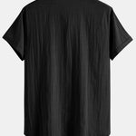 Short Sleeve Linen Look Polo Collar Shirt