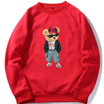 Hip Hop Style Bear Print Raglan Sleeve Sweatshirt