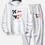 Dissolving Evil Smiley Face Print Relax Fit Hoodie & Jogging Pants