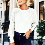 Crewneck Hollow Out Splice Knitting Sweater(in 5 Colors)