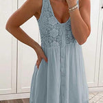 Margovil Lace Floral Button Down Tank Dress