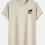Vacation Palm Tree Print Cotton Arc Hem T-Shirt