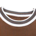 Textured Contrast Crew Neck Knit T-Shirt