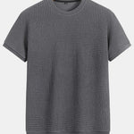 Short Sleeve Waffle Ribbed Hem T-Shirt