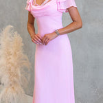 Flare Sleeves Lace Splice Maxi Dress