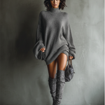 Women's Caramel Brown Vintage Style Knit Mini Dress