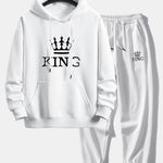King Crown Print Relax Fit Hoodie & Jogging Pants