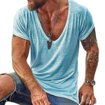 Men's Casual Cotton V Neck Short-Sleeved T-Shirt