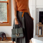 Strapless Pleated Faux Leather Midi Dress