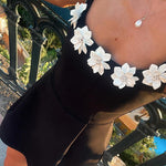 Margovil 3D Floral Neck Backless Mini Cami Dress