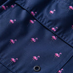 Regular Fit Flamingo Print Cotton T-Shirt & Flamingo Print Drawstring Swim Shorts