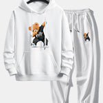 Cool Bear Print Relax Fit Hoodie & Jogging Pants