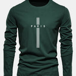 Long Sleeve Paris Stripe Print Cotton T-Shirt