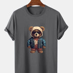 Bear In Leather Jacket Print T-Shirt