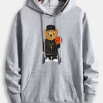 Basketball Bear Print Cotton Hoodie