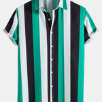 Wide Striped Print Button Up Shirt