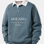 Milano Print Contrast Polo Collar Sweatshirt