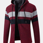 Striped Zip Up Hooded Sweater