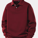 Solid Polo Collar Sweatshirt