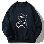 Melted Bear Print Crew Neck Relaxed Sweatshirt