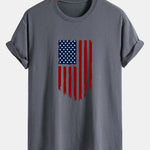 Regular Fit American Flag Print Cotton T-Shirt