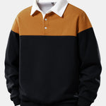 Contrast Polo Collar Sweatshirt