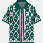 Retro Rhombus Geometric Knit Shirt