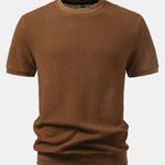 Short Sleeve Waffle Ribbed Hem T-Shirt