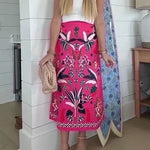Margovil High Rise Tropic Print Midi Skirt