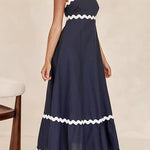 Margovil Spaghetti Strap Ric Rac Trim Swing Maxi Dress