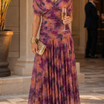 Margovil V Neck Ruched Floral Print Maxi Dress