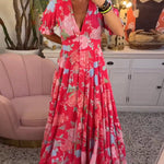 Catrisa™ | Floral Print V-neck Pocket Dress